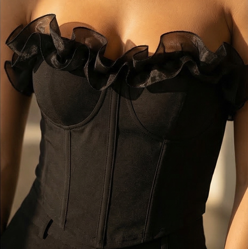 Bustier noir à fleurs