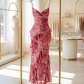 Robe rose à fleurs